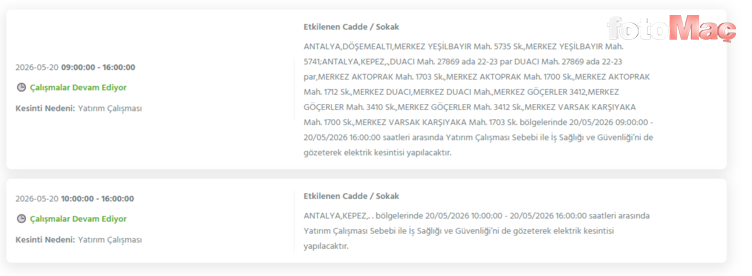 aedas 20 mayis elektrik kesintisi antalyada elektrikler ne vakit gelecek 0 N3p5ncDa