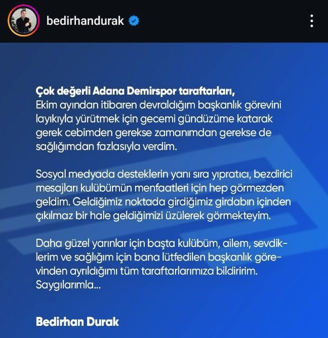 Adana Demirspor Başkanı Bedirhan Durak istifa etti! Galatasaray maçı sonrası... 3 adana demirspor baskani bedirhan durak istifa etti galatasaray maci sonrasi 0 gbV7B8bp