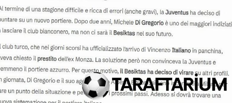 Beşiktaş'ta kaleci transferi gelişmesi! Michele Di Gregorio'dan siyah-beyazlılara cevap geldi 2 besiktasta kaleci transferi gelismesi michele di gregoriodan siyah beyazlilara cevap geldi 0 h4eTF579