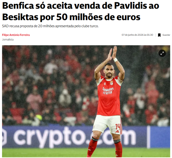 Beşiktaş'tan Vangelis Pavlidis için teklif! Benfica'nın talebi şok etti 3 besiktastan vangelis pavlidis icin teklif benficanin talebi sok etti 0 FcsVsXc5