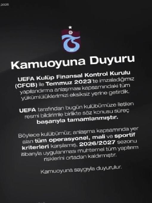 Trabzonspor'dan UEFA açıklaması! "Tüm riskler ortadan kaldırıldı" 2 trabzonspordan uefa aciklamasi tum riskler ortadan kaldirildi 0 6PgAqpuu