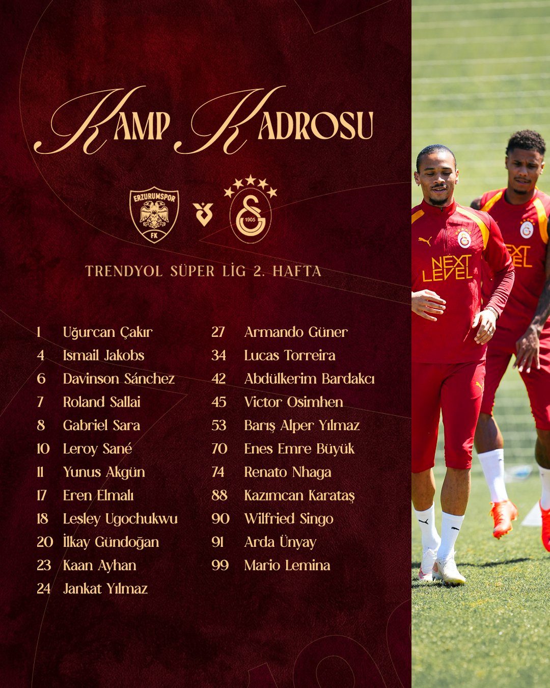 Galatasaray'ın Erzurumspor FK maçı kamp kadrosu belli oldu! 2 galatasarayin erzurumspor fk maci kamp kadrosu belli oldu 0 Ha6BdO2M