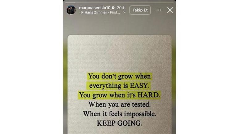 Asensio'dan dikkat çeken paylaşım! 'Her şey kolay olduğunda gelişemezsin' 2 asensiodan dikkat ceken paylasim her sey kolay oldugunda gelisemezsin 0 HptDv7Bw