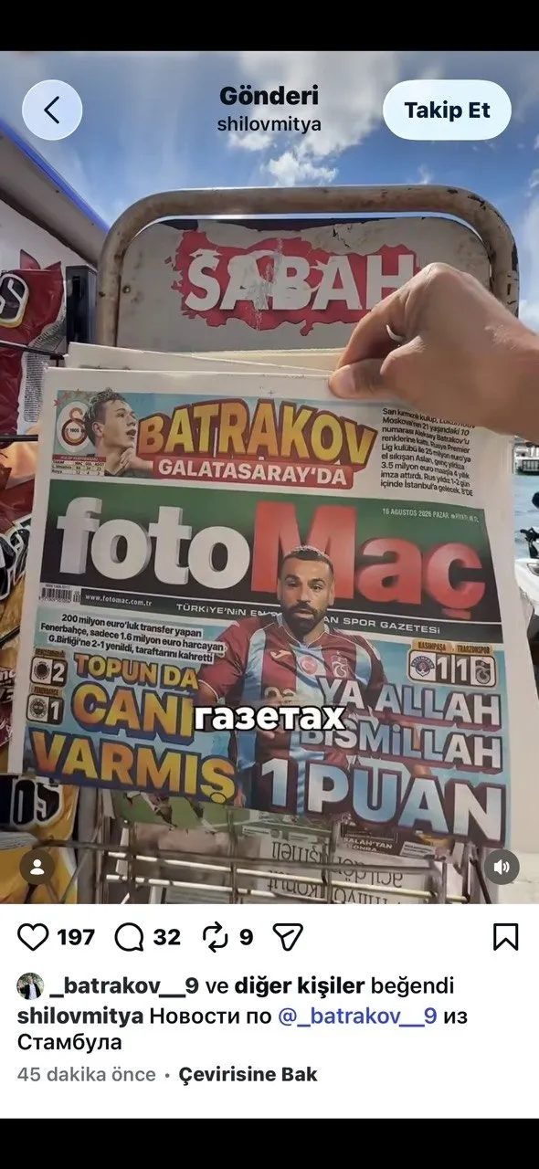 Batrakov'dan Galatasaraylıları heyecanlandıran hareket! İşte o paylaşım 11 batrakovdan galatasaraylilari heyecanlandiran hareket iste o paylasim 9 2Gy3KCit