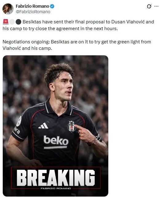 Beşiktaş'tan Vlahovic'e son teklif! İlerleyen saatlerde... 2 besiktastan vlahovice son teklif ilerleyen saatlerde 0 Z654HgOh