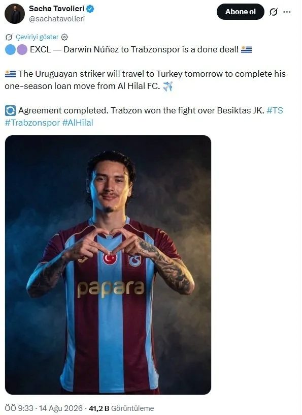Darwin Nunez adım adım Trabzonspor'a! Belçikalı gazeteci duyurdu 2 darwin nunez adim adim trabzonspora belcikali gazeteci duyurdu 0 XS9E79FW