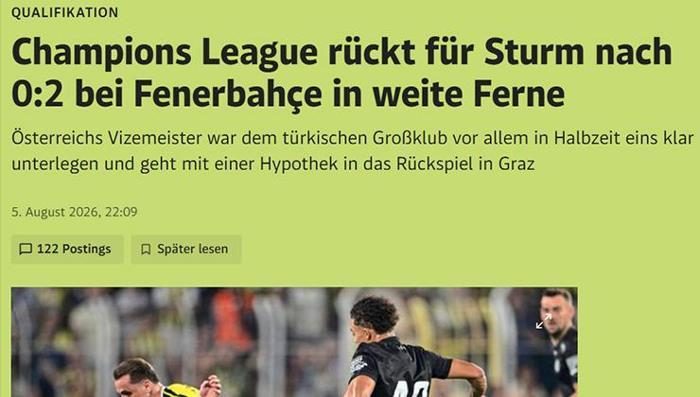 'Sturm Graz, Fenerbahçe karşısında ezildi: Cehennem atmosferi!' Avusturya basınından çarpıcı yorumlar... 6 sturm graz fenerbahce karsisinda ezildi cehennem atmosferi avusturya basinindan carpici yorumlar 4 QHt42guQ