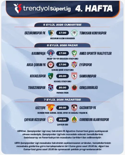 Süper Lig'de 4. haftanın programı açıklandı! 2 super ligde 4 haftanin programi aciklandi 0 6MerbLt8