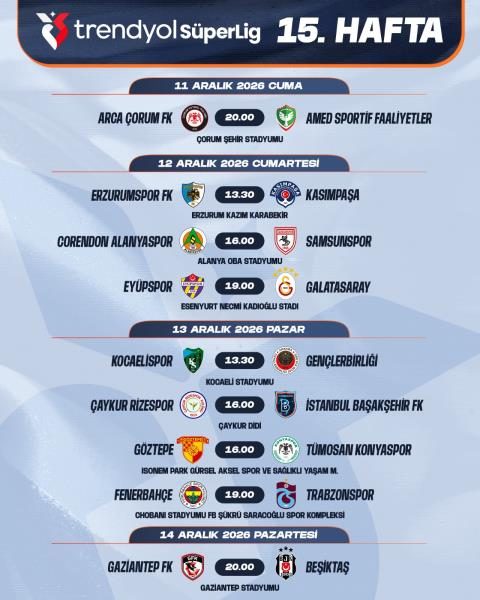 Trendyol Süper Lig'de 7 - 16. Haftaların Programı Açıklandı 10 trendyol super ligde 7 16 haftalarin programi aciklandi 8 eD3UCEaR