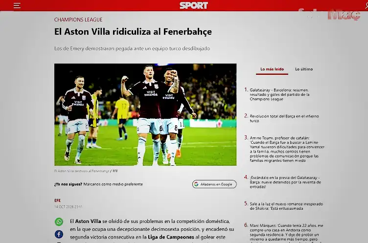 aston villa fenerbahce maci sonrasi dis basinda flas manset 12