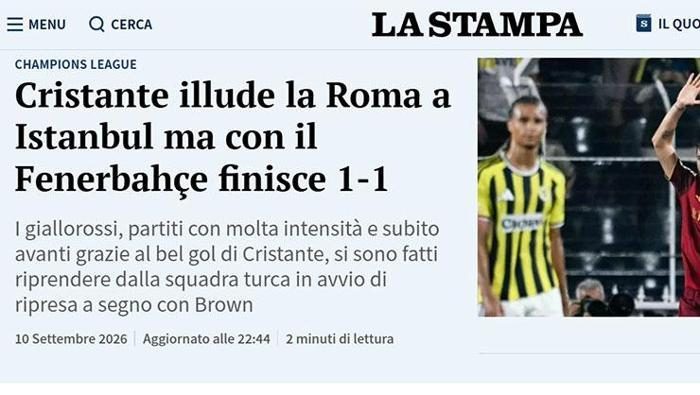 Fenerbahçe - Roma maçı İtalyan medyasında! 'Ambiyans işi zorlaştırdı' | 'Svilar'a teşekkür edilmeli' 8 fenerbahce roma maci italyan medyasinda ambiyans isi zorlastirdi svilara tesekkur edilmeli 6 VvEM9R8P