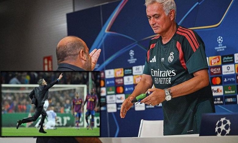 Jose Mourinho'ya basın toplantısında 'fıskiye' ikram edildi! Barcelona'ya büyük gönderme 1 jose mourinhoya basin toplantisinda fiskiye ikram edildi barcelonaya buyuk gonderme vYfprcqH